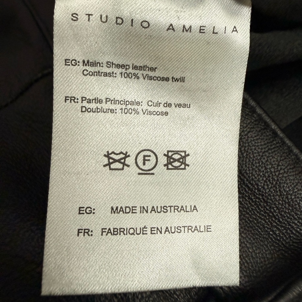 Studio Amelia/BLK/Sheep Leather Wide Leg Pants/8(10)/Minimalist/Quiet Luxury - Picture 12 of 13